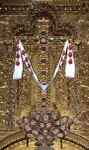 Santa Cruz, Tlaxcala, Santa Inés, high altar, cross with glass inlays