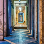Early morning in the colonnades, Havana