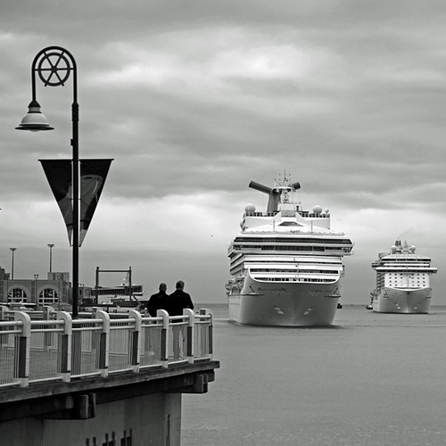 Carnival Sunshine & Regent Princess approaching the Port of Saint John, New Brunswick, Canada.