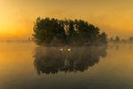 Sunrise at Finnamore Lake, County Offaly, Ireland.