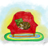 Cat on a red chair