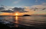 Looe island viewed from Hannafore at Sunrise