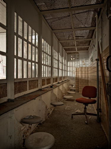Visiting area, Essex County Jail Annex, Caldwell NJ. 2008. Photograph by Matthew Christopher of Abandoned America.…