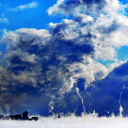 Arctic Fog Sea Smoke Vortices Steam Devils Bay of Fundy New Brunswick Canada