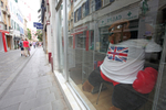 Shopping area selling ape merchandise in Gibraltar