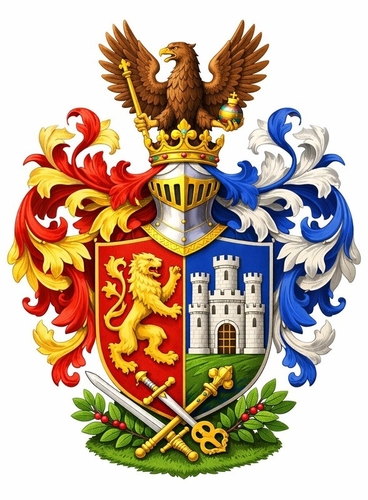 Family Coat of Arms for the Hess Family - Photo Size: 8"x10", Price $55.00, Plus Shipping and Packaging shown above