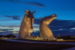 The Mayday sun sets over The Kelpies