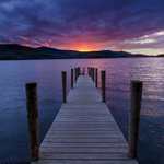Jetty sunset, Derwent water, Lake District.