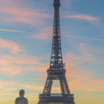 La Femme Statue and the Eiffel Tower, Paris