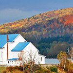 New Brunswick Autumn Foliage - Church at Baker Lake