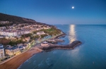z3745 Rising Moon over Ventnor at Dusk