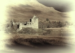 Kilchurn Castle across the loch in Black & White