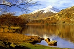 Llyn Gwynant with yr Aran in autumn snow 85-1-2