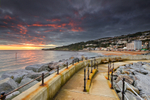 z2150 Ventnor Harbour Wall at Sunset