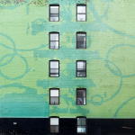 WINDOWS AND GREEN WALL - NEW YORK CITY