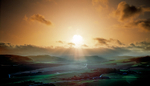 A743IX3 Sunset over Fife's Lomond Hills in 1992