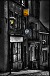 Berwick West Street fish restaurant bw lights HDR resized