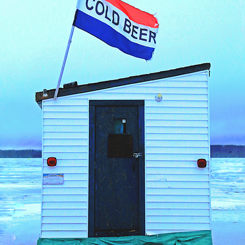 As advertised - cold beer inside a warm ice shack! The perfect combo!