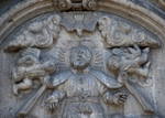 Façade, second story central relief detail, St. Philip Neri & cherubim