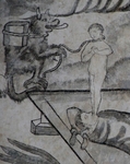 Lower scene detail: dying man's infant soul