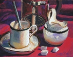 Coffee with milk and sugar