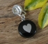 Whitby Jet Charm Inlaid Silver Heart jch004