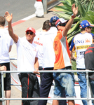Hamilton waves to the crowd