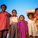 Five smiling children, India