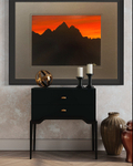 Burning Teton Silhouette - Framed  Matted
