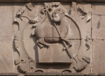 San Juan Bautista, façade architrave relief, lamb of God