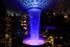 Rain Vortex illuminated blue, Jewel Changi Airport, Singapore