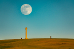 z3619 Rising Moon over Tennyson Down