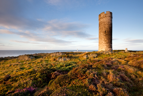 The Herring Tower on the Langness peninsula bathed in the first sunlight of the day. Built in 1811 as a marker for sh…