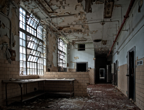 Kitchen area, Essex County Jail Annex, Caldwell NJ. 2008. Photograph by Matthew Christopher of Abandoned America.…