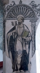 Santo Domingo, lower cloister walk pier mural, St. Peter