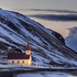 Floodlit church near Halfsanefs Hellir Beach