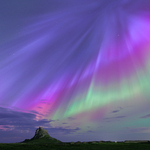 Aurora Borealis over Lindisfarne Castle