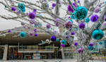 Chistmas decorations outside the Lowry