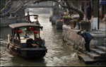 China Shanghai Zhujiajiao Water Town boats on canal 3