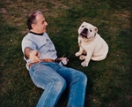 Man and Bulldog in Park, London,  1997