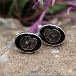 Sold jcai 50 Whitby Jet Cufflinks & Ammonite Inlay