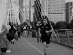 Jogger, Hungerford Bridge (b&w)