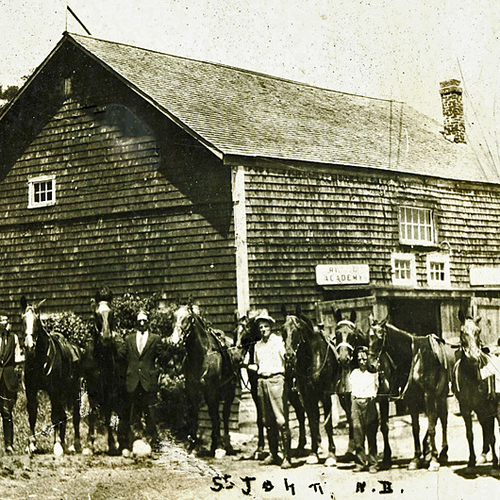 Vintage image, dated 1932, of a riding academy @ St. John, NB.