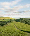 Gaer Stone and Helmeth HIll from Three Fingers Rock, Caer Caradoc