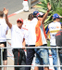 Hamilton waves to the crowd