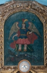 San Juan Bautista, high altar, attic painting, St. Michael Archangel