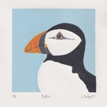 Puffin - linocut