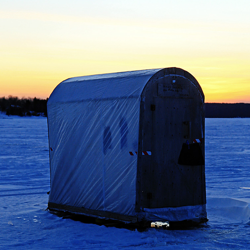 A solo ice shack on the Kennebecasis River @ Rothesay, New Brunswick, Canada.