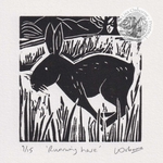 Running hare - linocut