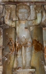 Baptismal font, detail, putto atlante